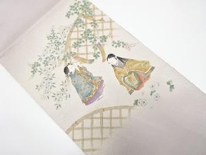 アンティーク　手描き　光悦垣に短冊・同時模様袋帯（材料）